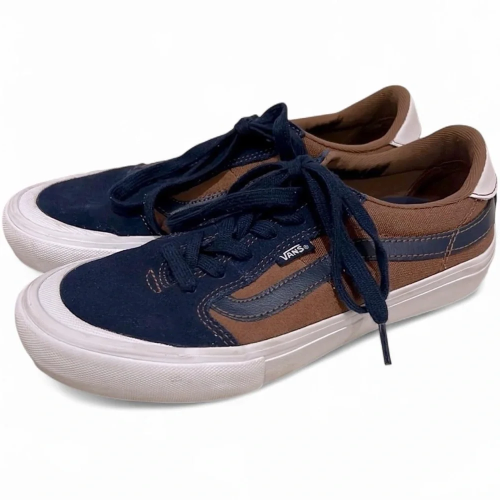 Vans Style 112 Pro Skate Shoes Blue Brown Suede